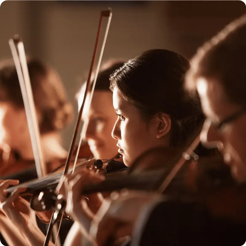 People in an orchestra performing